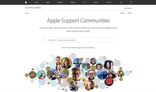 A screenshot of the Apple support community