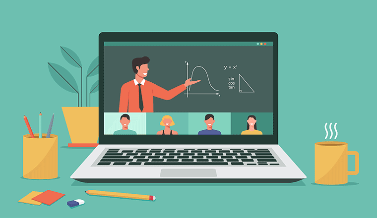 Vector illustration of online learning session