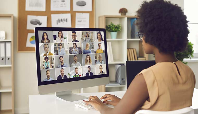 Person on video conference on computer