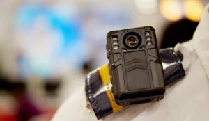 A picture of a body worn camera to capture photos and video during law and order situations by police officers