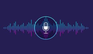 Sound wave with microphone icon.
