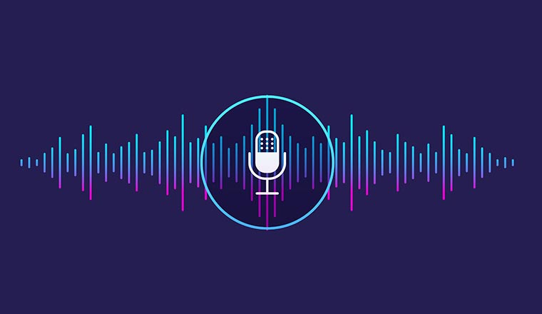 Sound wave with microphone icon.