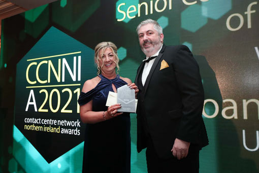 Senior Manager of the Year Joanne Wilson, Ulster Bank presented by John Nesbitt, Jabra