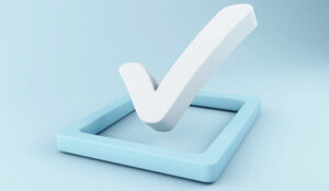 A 3d check icon in a box