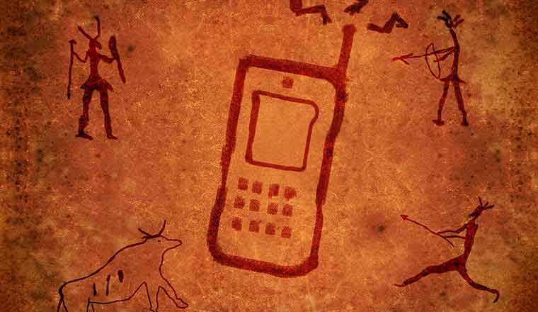 A cave painting of a phone
