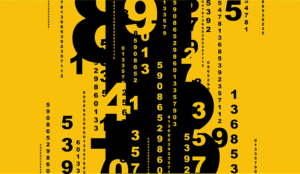 Abstract numbers on a yellow background