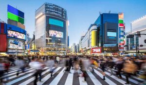 Blurred view of Tokyo crossing
