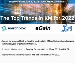thumbnail advert promoting event The Top Trends in KM for 2022 – Webinar