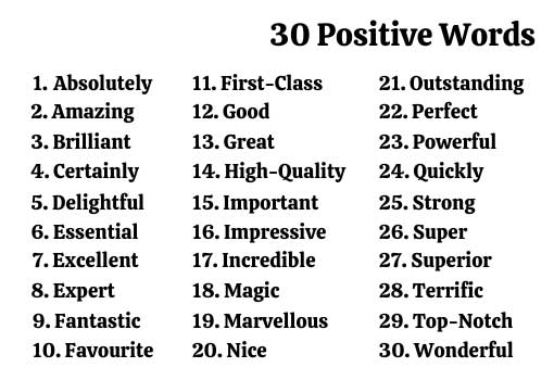 A list of positive words