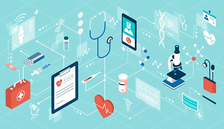 Healthcare illustration with icons