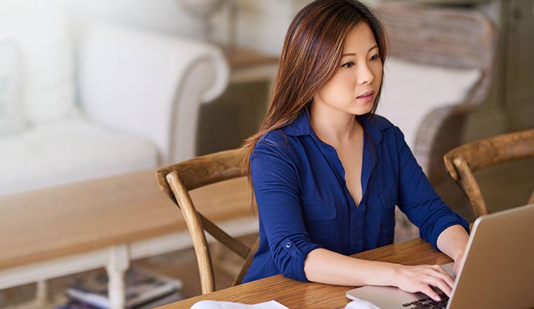 A person working from home on a laptop