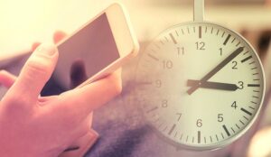 A phone and a clock