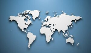 World map on blue background