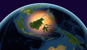 Earth from space showing Indonesia on globe in the day time