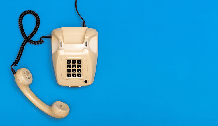 A landline on a blue background