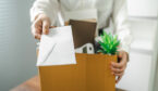 Employee resigning with box of items