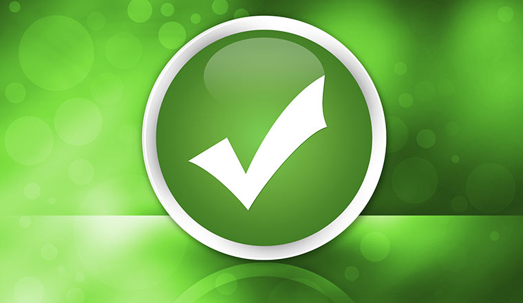 Tick icon on green background