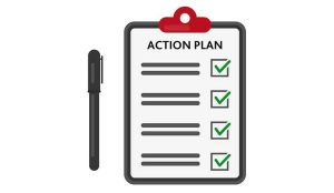 clip board with an action plan template