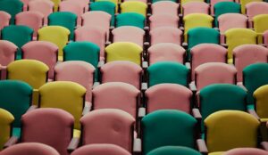 rows of colourful seats