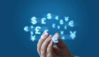 Currency symbols moving around the fingertips