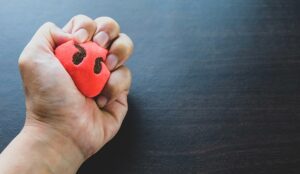 A stress ball in a hand