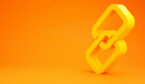 Yellow Chain link icon isolated on orange background.