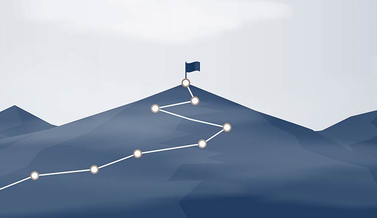 Mountain climbing route to peak improvement concept