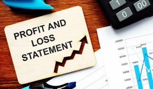 Printed text profit and loss statement