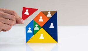 Recruitment concept with colourful people blocks