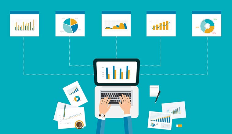 An illlustrastion of business graphs and reporting