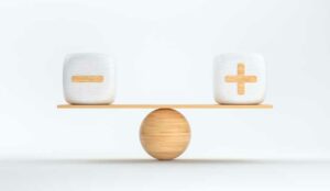 wooden scale balancing cubes with plus and minus