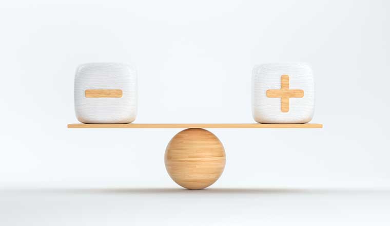 wooden scale balancing cubes with plus and minus