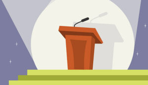 Announcement illustration with podium