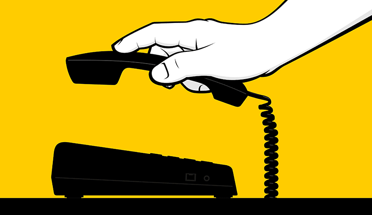 Illustration of someone putting down a phone