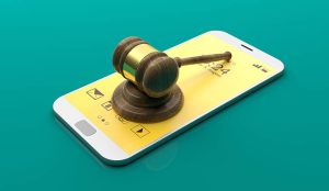 Judge gavel on a smartphone