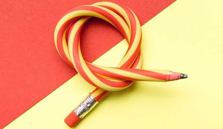 Flexible pencil on background