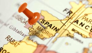Red pin on Spanish map