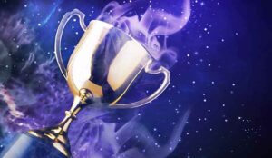 A trophy on abstract background