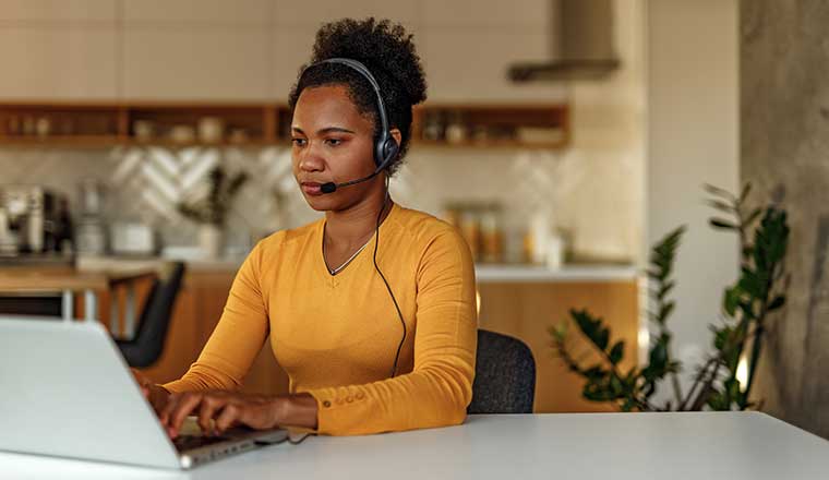 Phone operator working at home