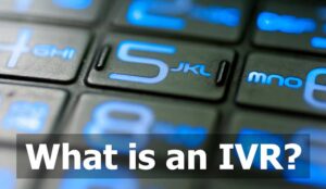 What is an IVR featured image with blue phone buttons