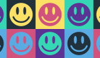 Pop art Smile face icon isolated on color background