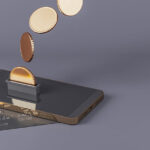 A Smartphone with card and coins - payment concept