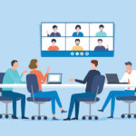 Group business team video conference meeting online