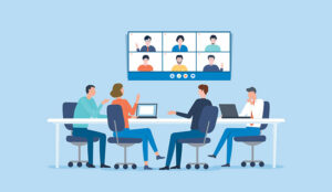 Group business team video conference meeting online