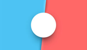 Two colours connected by white circle