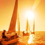 Yachts following the sun