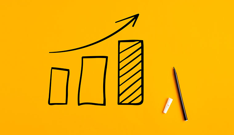 A graph showing growth and improvement