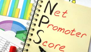 Notebook with sign NPS net promoter score