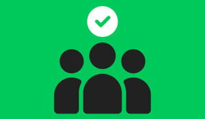 Illustration of people outlines with green tick