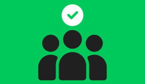 Illustration of people outlines with green tick